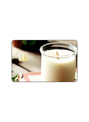 PRINTED BANK CARD STICKER Beautiful Candle Picture With Book