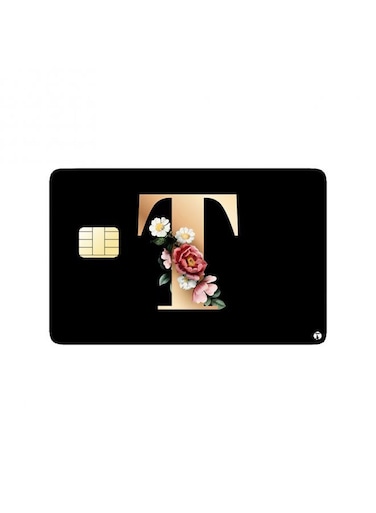 PRINTED BANK CARD STICKER The Letter T With Flowers
