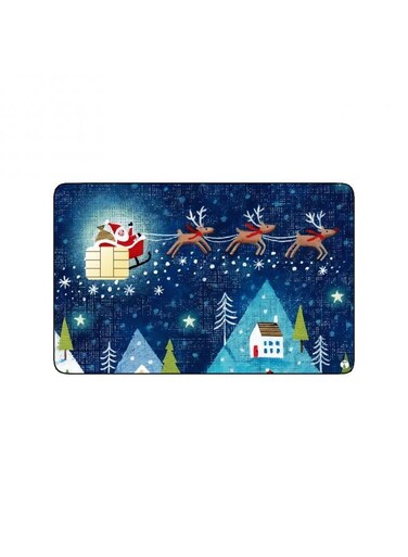 PRINTED BANK CARD STICKER Beautiful Village Drawing With Santa Claus
