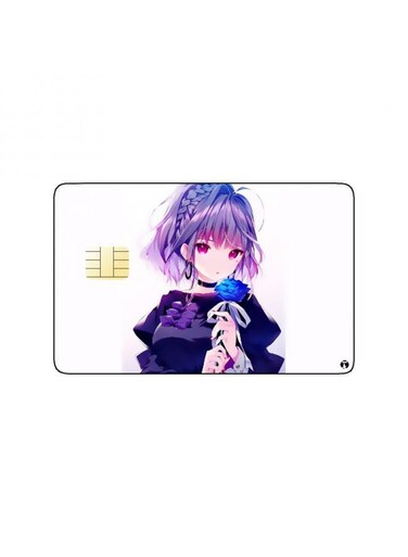 PRINTED BANK CARD STICKER Cute Anime Girl With Rose