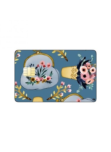 PRINTED BANK CARD STICKER Beautiful Colorful Flowers Drawing
