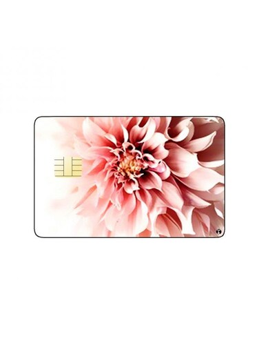 PRINTED BANK CARD STICKER Beautiful Pink Flowers Drawing