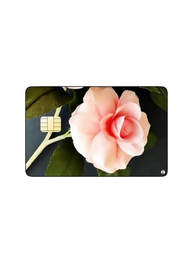 PRINTED BANK CARD STICKER Beautiful Pink Rose Picture