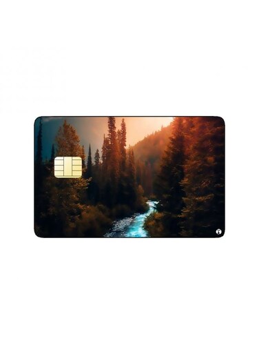 PRINTED BANK CARD STICKER Beautiful Nature View Drawing
