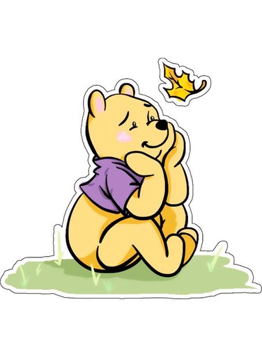 Winnie The Pooh Printed Wall Sticker Yellow/Purple/Green