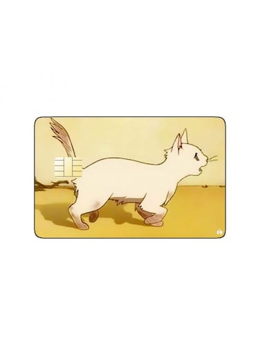 PRINTED BANK CARD STICKER Cute Cat Drawing