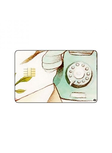 PRINTED BANK CARD STICKER Beautiful Phone And Letters Drawing