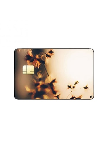 PRINTED BANK CARD STICKER Beautiful Plant Picture At Sunset