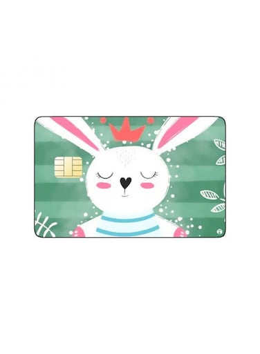 PRINTED BANK CARD STICKER Cute Rabbit Drawing In Shirt With Crown