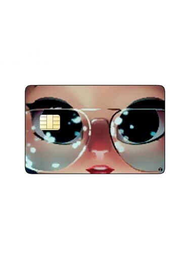 PRINTED BANK CARD STICKER Cute Anime Girl With Glasses