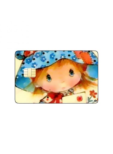 PRINTED BANK CARD STICKER Cute Baby Girl Drawing With Hat