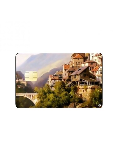 PRINTED BANK CARD STICKER Aesthetic Village View Vintage Art