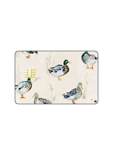 PRINTED BANK CARD STICKER Cute Colorful Ducks Drawing