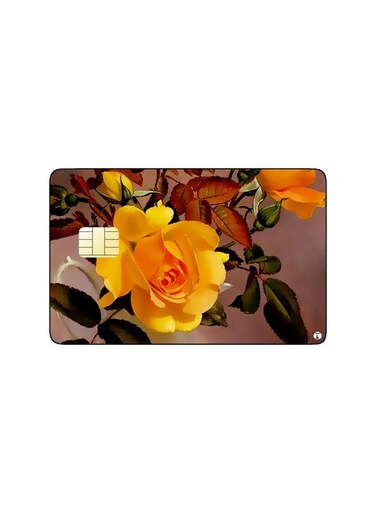 PRINTED BANK CARD STICKER Beautiful Yellow Flowers Drawing