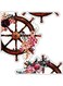Wheel With Flowers Printed Wall Sticker Multicolour