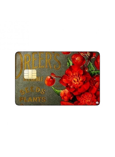PRINTED BANK CARD STICKER Beautiful Red Roses Drawing