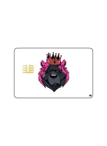 PRINTED BANK CARD STICKER Aesthetic Black Bear Drawing With Crown