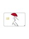 PRINTED BANK CARD STICKER Aesthetic Woman Drawing With Red Umbrella