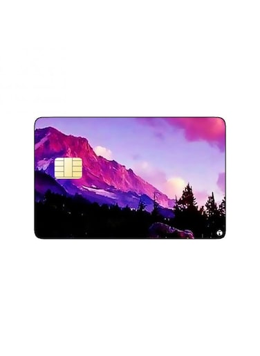PRINTED BANK CARD STICKER Beautiful Nature View Drawing With Mountains