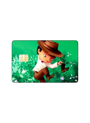 PRINTED BANK CARD STICKER Cute Girl And Boy Drawing With Tiger