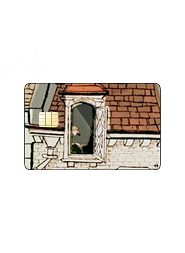 PRINTED BANK CARD STICKER Beautiful House Drawing