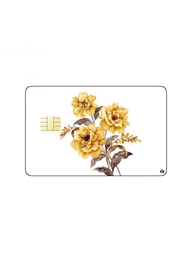 PRINTED BANK CARD STICKER Beautiful Yellow Flowers Drawing
