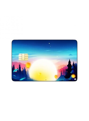 PRINTED BANK CARD STICKER Aesthetic Boat Drawing At Sunrise