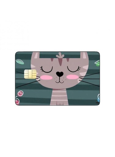 PRINTED BANK CARD STICKER Meow With Cute Cat Drawing