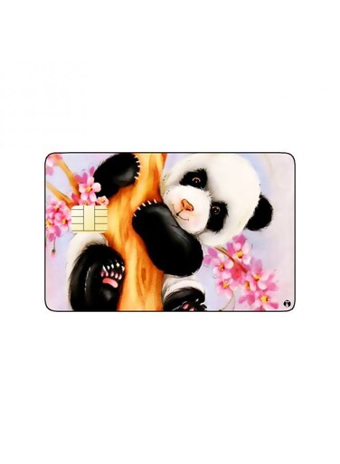 PRINTED BANK CARD STICKER Cute Panda Drawing On Tree