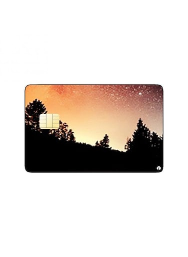 PRINTED BANK CARD STICKER Beautiful Nature View With Starry Night