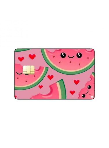 PRINTED BANK CARD STICKER Delicious Watermelon Drawing