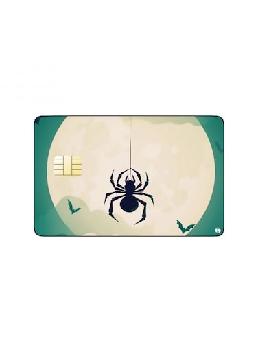 PRINTED BANK CARD STICKER Creepy Spider Drawing With Skeleton Hand