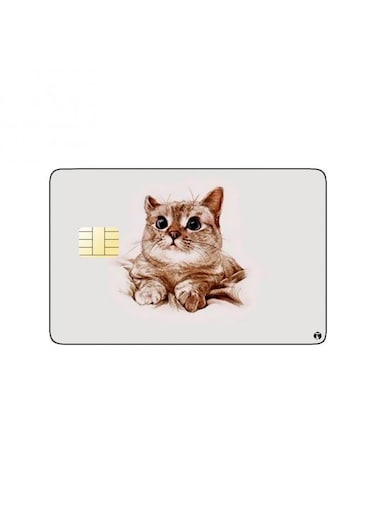 PRINTED BANK CARD STICKER Cute Cat Drawing