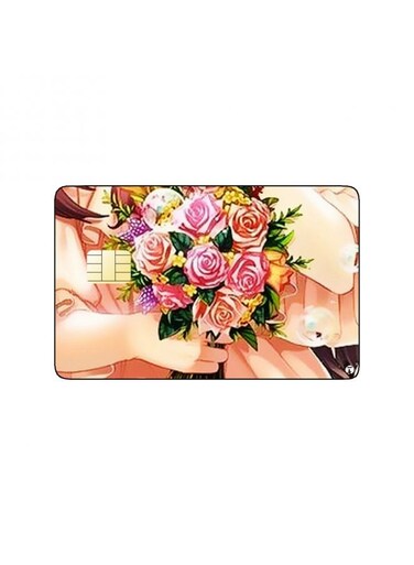 PRINTED BANK CARD STICKER Beautiful Flowers Bouquet Drawing