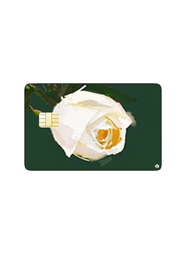 PRINTED BANK CARD STICKER Beautiful White Flowers Drawing