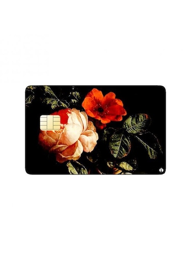PRINTED BANK CARD STICKER Beautiful Red Roses Drawing