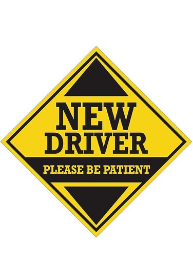 New Driver Please Be patient Vinyl Decal Die Cut Bike Car Sticker for Sides Hoods Bumper Rear Black Yellow)