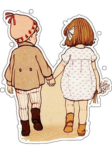 Kids Holding Hands Design Decorative Wall Sticker Multicolour