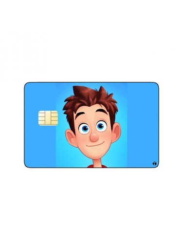 PRINTED BANK CARD STICKER Cute Boy Drawing With Red Shirt