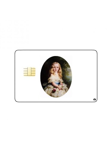 PRINTED BANK CARD STICKER Beautiful Girl Vintage Drawing