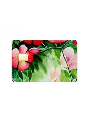PRINTED BANK CARD STICKER Beautiful Red And Pink Flowers