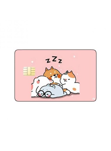 PRINTED BANK CARD STICKER Cute Sleeping Animals Drawing