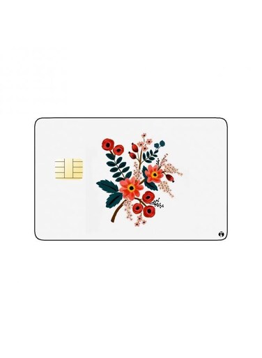 PRINTED BANK CARD STICKER Beautiful Red Roses Drawing