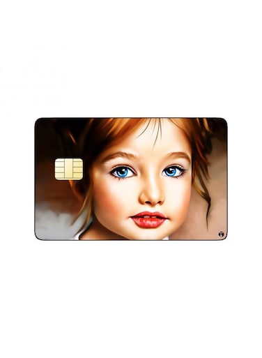 PRINTED BANK CARD STICKER Cute Girl Drawing
