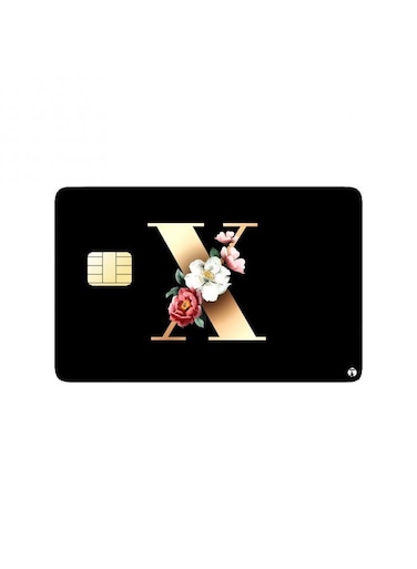 PRINTED BANK CARD STICKER The Letter X With Flowers