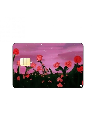 PRINTED BANK CARD STICKER Cute Flowers Drawing With Moon