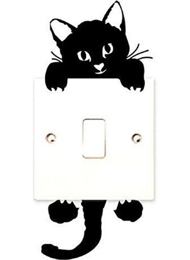 Wall Stickers Light Switch Decor Decals Cat Stickers For Switch 2 Pics Black 17*7cm