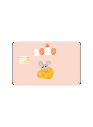 PRINTED BANK CARD STICKER Cute Mouse Drawing With Cheese
