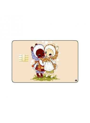 PRINTED BANK CARD STICKER Cute Mice Drawing Vintage Art