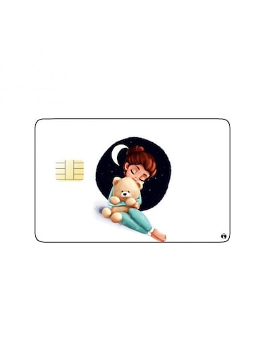 PRINTED BANK CARD STICKER Beautiful Sleeping Girl Drawing With Moon